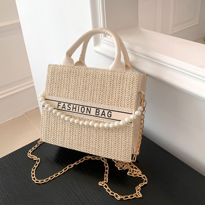 Ψάθινα πορτοφόλια και τσάντες 2023 Γυναικείες Χειροποίητες PU τσάντες από ρατάν για το καλοκαίρι