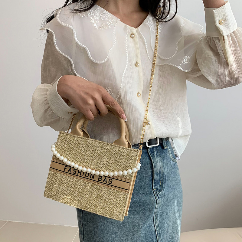 Ψάθινα πορτοφόλια και τσάντες 2023 Γυναικείες Χειροποίητες PU τσάντες από ρατάν για το καλοκαίρι