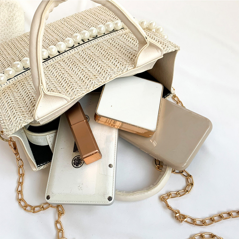 Ψάθινα πορτοφόλια και τσάντες 2023 Γυναικείες Χειροποίητες PU τσάντες από ρατάν για το καλοκαίρι