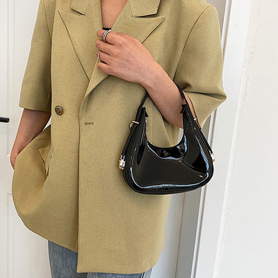 Διάφανη τσάντα παραλίας καλοκαιρινής γυναικείας ζελέ τσάντες μασχάλης Crescent PVC μόδας απλό φερμουάρ Casual γυναικεία τσαντάκια hobos