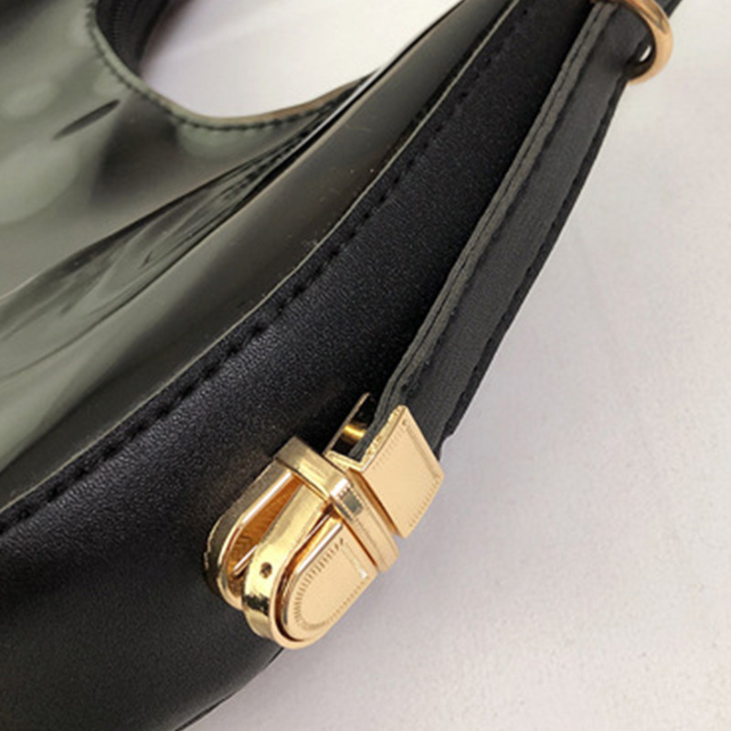 Διάφανη τσάντα παραλίας καλοκαιρινής γυναικείας ζελέ τσάντες μασχάλης Crescent PVC μόδας απλό φερμουάρ Casual γυναικεία τσαντάκια hobos