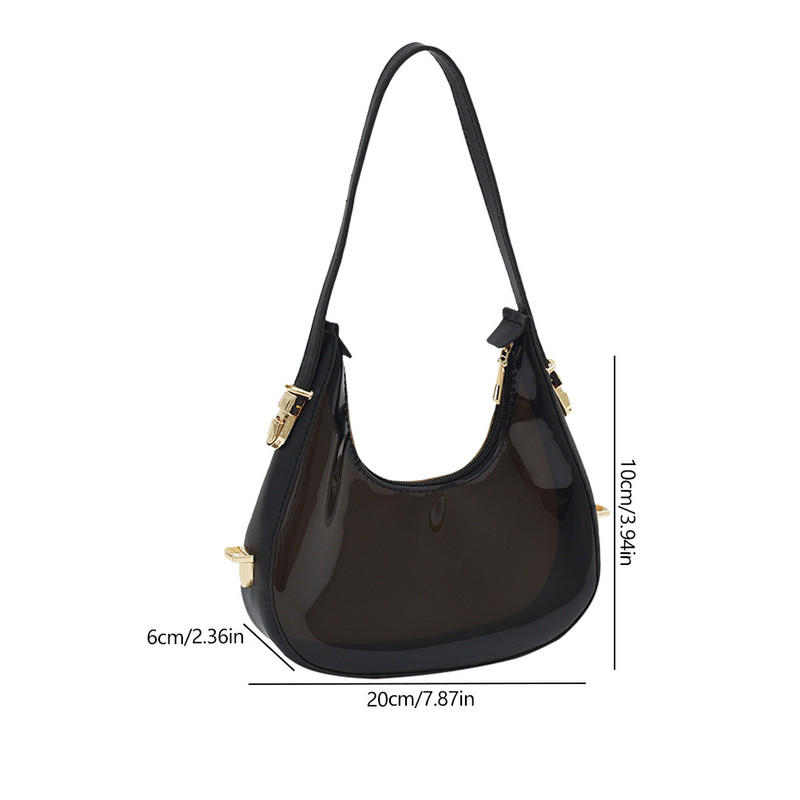 Διάφανη τσάντα παραλίας καλοκαιρινής γυναικείας ζελέ τσάντες μασχάλης Crescent PVC μόδας απλό φερμουάρ Casual γυναικεία τσαντάκια hobos