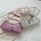 Geantă Messenger, solidă, elegantă, genți ghiozdan, genți pentru femei, geantă cu jumătate de lună, 2023, geantă de mână moale, genți de umăr strălucitoare