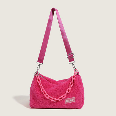 Γυναικεία τσάντα casual τσάντα ρυθμιζόμενο λουράκι μάλλινη τσάντα ώμου Leisure Μαλακή αφράτη τσάντα μασχάλης με λουράκι αλυσίδας τσάντα Commuting