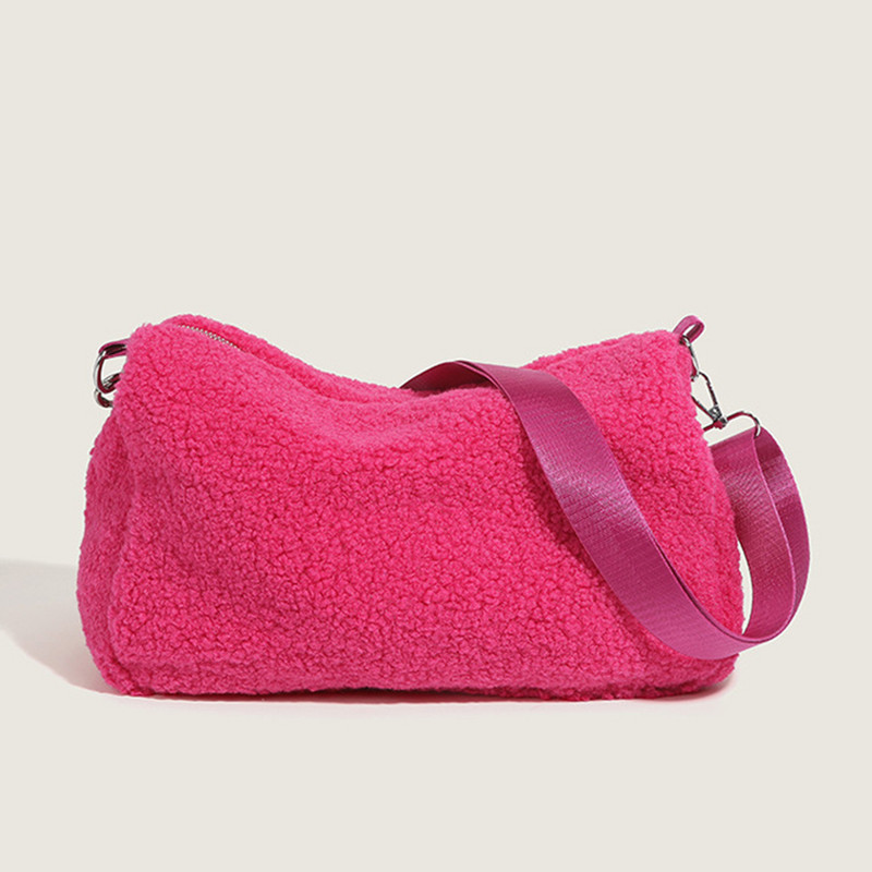 Γυναικεία τσάντα casual τσάντα ρυθμιζόμενο λουράκι μάλλινη τσάντα ώμου Leisure Μαλακή αφράτη τσάντα μασχάλης με λουράκι αλυσίδας τσάντα Commuting