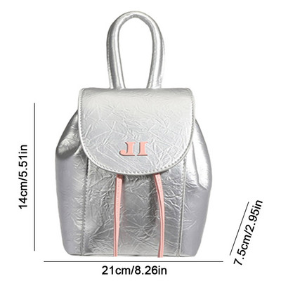 Γυναικεία 2023 Κορέα Φθινοπωρινές Χειμερινές Μίνι Αλυσίδες Γυναικεία Student Oil Wax Δερμάτινη τσάντα ώμου Μαύρη&Ασημί μασίφ σακίδια πλάτης