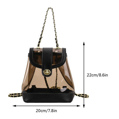 Γυναικεία 2023 Κορέα Φθινοπωρινές Χειμερινές Μίνι Αλυσίδες Γυναικεία Student Oil Wax Δερμάτινη τσάντα ώμου Μαύρη&Ασημί μασίφ σακίδια πλάτης