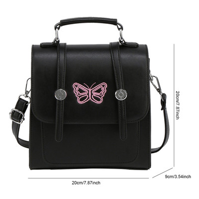 Γυναικεία 2023 Κορέα Φθινοπωρινές Χειμερινές Μίνι Αλυσίδες Γυναικεία Student Oil Wax Δερμάτινη τσάντα ώμου Μαύρη&Ασημί μασίφ σακίδια πλάτης