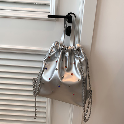 Geantă de marcă de lux Rucsac cu diamante de culoare la modă pentru femei Rucsac casual din piele PU Geantă tote simplă de mare capacitate