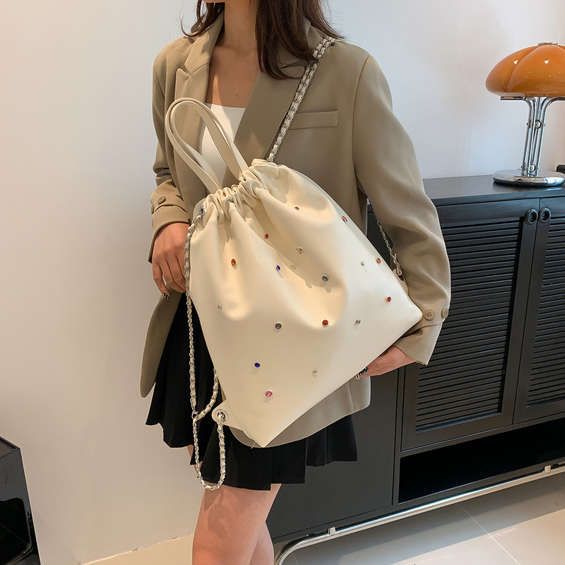 Geantă de marcă de lux Rucsac cu diamante de culoare la modă pentru femei Rucsac casual din piele PU Geantă tote simplă de mare capacitate