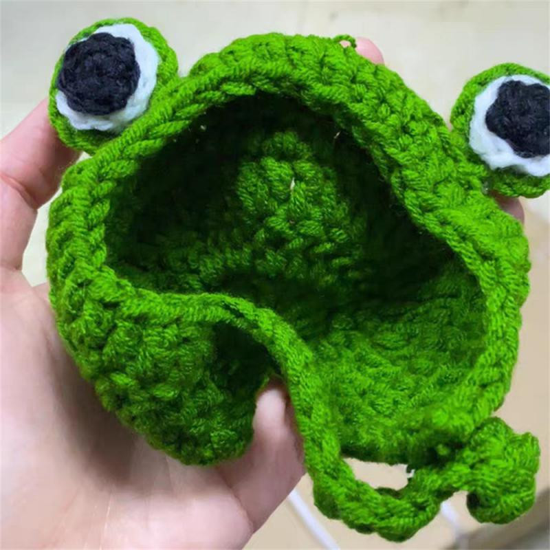 Lemmiklooma kootud käsitsi valmistatud müts kassidele Koertele Armsad konnakujulised peakatted Lõbus fotograafia Lemmiklooma reguleeritav koerapeakate Kasside tarvikud