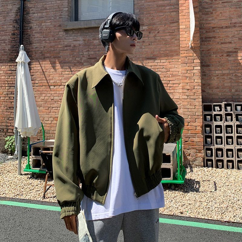 Κοντό κολάρο Ανδρικό παλτό με φαρδύ ώμο Bomber μπουφάν μπέιζμπολ μηχανοκίνητο ποδηλατικό τζάκετ Senior Design Όμορφα μπλουζάκια Oversize