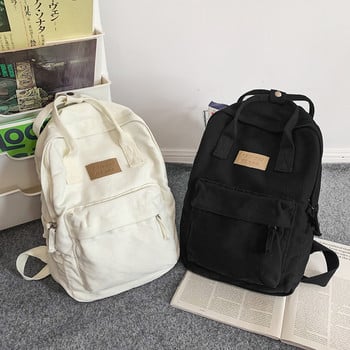Винтидж чанта за лаптоп, книги, памучно платно, ежедневни раници за пътуване и работа с голям капацитет, едноцветна, модна раница за момичета