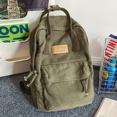 Geantă vintage pentru cărți pentru laptop, pânză de bumbac, ocazional, pentru călătorie, rucsacuri pentru navetă, de capacitate mare, de culoare solidă, rucsac pentru fete.