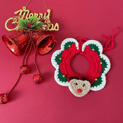 Ρυθμιζόμενο χριστουγεννιάτικο πλεκτό λαιμό για κατοικίδια, μαλακό χαριτωμένο μάλλινο γιακά κασκόλ για στολίδια για γάτες Αξεσουάρ Φεστιβάλ