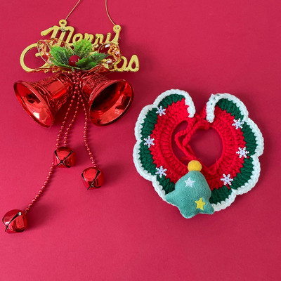 Ρυθμιζόμενο χριστουγεννιάτικο πλεκτό λαιμό για κατοικίδια, μαλακό χαριτωμένο μάλλινο γιακά κασκόλ για στολίδια για γάτες Αξεσουάρ Φεστιβάλ