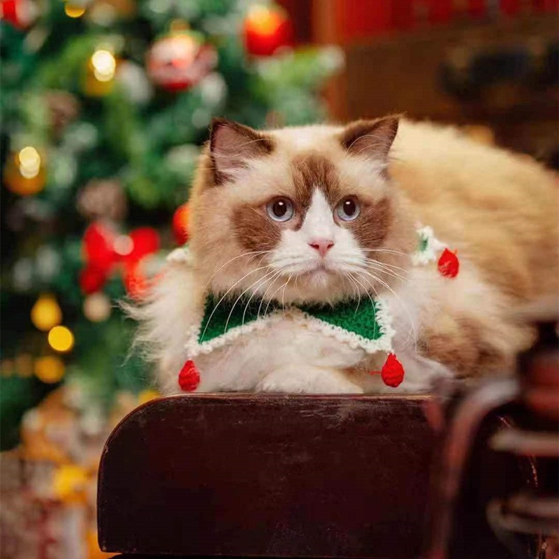 Ρυθμιζόμενο χριστουγεννιάτικο πλεκτό λαιμό για κατοικίδια, μαλακό χαριτωμένο μάλλινο γιακά κασκόλ για στολίδια για γάτες Αξεσουάρ Φεστιβάλ