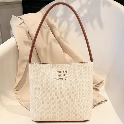 Γυναικεία κεντητική τσάντα με πεταλούδα γράμματα με μοτίβο ψάθινη τσάντα τσάντα μαλακής ύφανσης υφασμένη τσάντα για γυναίκες κορίτσια