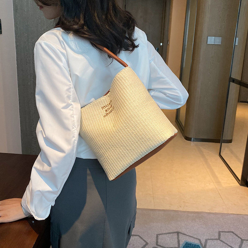 Γυναικεία κεντητική τσάντα με πεταλούδα γράμματα με μοτίβο ψάθινη τσάντα τσάντα μαλακής ύφανσης υφασμένη τσάντα για γυναίκες κορίτσια