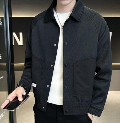 Jachetă din sarg cu rever Jachetă ocazională pentru bărbați Jachetă cu buzunar mare în aer liber Jachete de vânt pentru bărbați Îmbrăcăminte de îmbrăcăminte