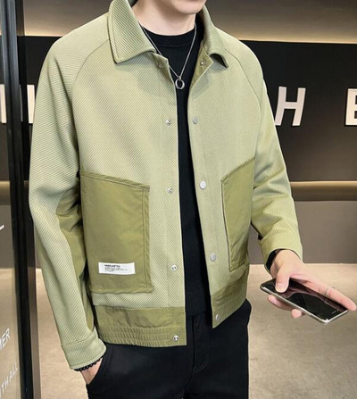 Jachetă din sarg cu rever Jachetă ocazională pentru bărbați Jachetă cu buzunar mare în aer liber Jachete de vânt pentru bărbați Îmbrăcăminte de îmbrăcăminte