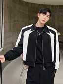 SYUHGFA Îmbrăcăminte bărbătească 2023, primăvară, toamnă, stil scurt, cu umăr, haină, personalitate coreeană, mozaic, jachete cu fermoar