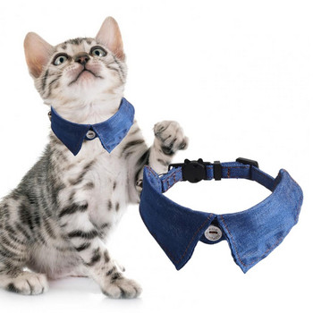 Pet Bow Collar Кучешка яка Стилен кариран Bow Knot котешка яка Регулируем костюм за малки кучета Котки Мек деним плат за сватби