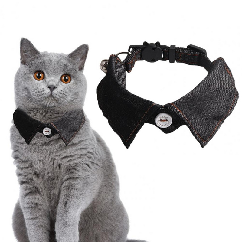 Ogrlica s mašnom za kućne ljubimce Ogrlica za pse Elegantna karirana ogrlica s mašnom s čvorom za mačke Podesivo odijelo za male pse Mačke Meka traper tkanina za vjenčanja