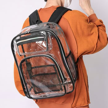 Дамска раница Прозрачна водоустойчива PVC чанта Дамска мода Студентски прозрачни чанти Големи преносими едноцветни раници