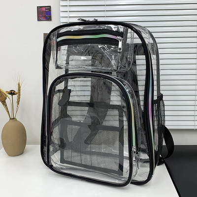 Γυναικείο σακίδιο πλάτης Διαφανές αδιάβροχο PVC Τσάντα Γυναικεία Fashion College Students Clear Bags Μεγάλα φορητά μονόχρωμα σακίδια