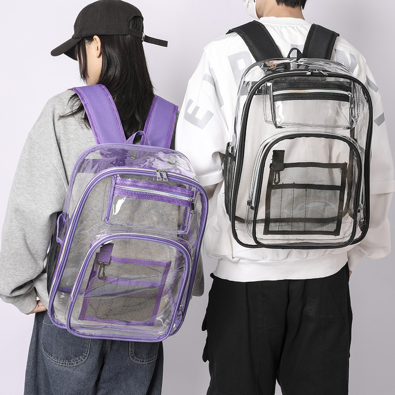 Γυναικείο σακίδιο πλάτης Διαφανές αδιάβροχο PVC Τσάντα Γυναικεία Fashion College Students Clear Bags Μεγάλα φορητά μονόχρωμα σακίδια