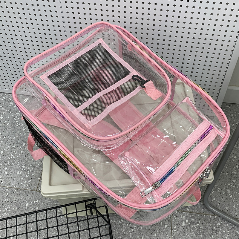 Γυναικείο σακίδιο πλάτης Διαφανές αδιάβροχο PVC Τσάντα Γυναικεία Fashion College Students Clear Bags Μεγάλα φορητά μονόχρωμα σακίδια