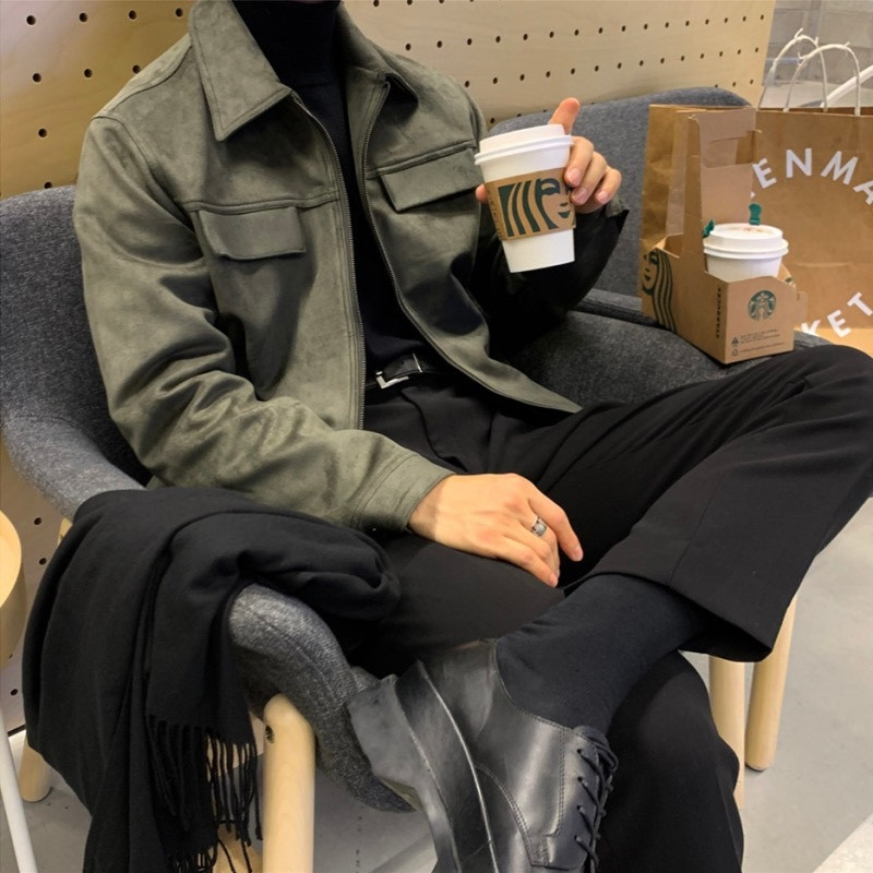 Χειμερινό παχύ τζάκετ Ανδρικά ζεστή μόδα Casual παχιά σουέτ μπουφάν Ανδρικά ρούχα Κορεατικά φαρδιά κοντό παλτό Ανδρικά ρούχα M-2XL