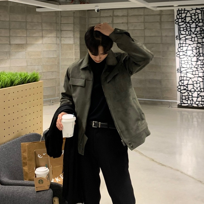 Χειμερινό παχύ τζάκετ Ανδρικά ζεστή μόδα Casual παχιά σουέτ μπουφάν Ανδρικά ρούχα Κορεατικά φαρδιά κοντό παλτό Ανδρικά ρούχα M-2XL