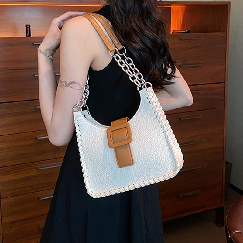 Γυναικεία τσάντα τσάντα Clash of Colors Τσάντα με κάδο PU Casual Τσάντα χιαστί Τσάντα μεγάλης χωρητικότητας Αλυσίδες μασχάλη για ταξιδιωτικές αγορές