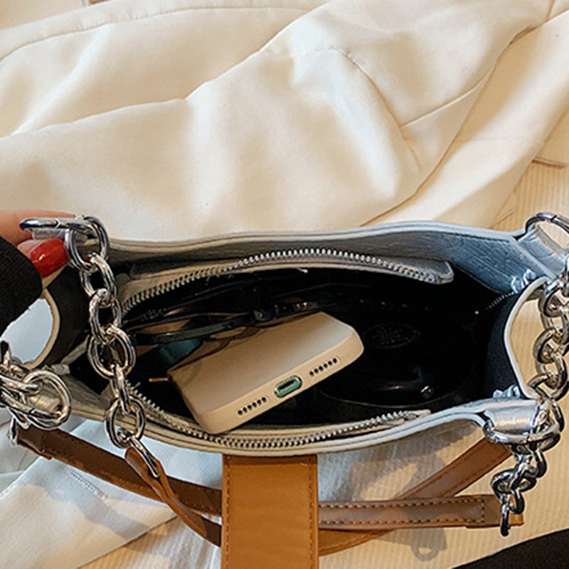 Γυναικεία τσάντα τσάντα Clash of Colors Τσάντα με κάδο PU Casual Τσάντα χιαστί Τσάντα μεγάλης χωρητικότητας Αλυσίδες μασχάλη για ταξιδιωτικές αγορές