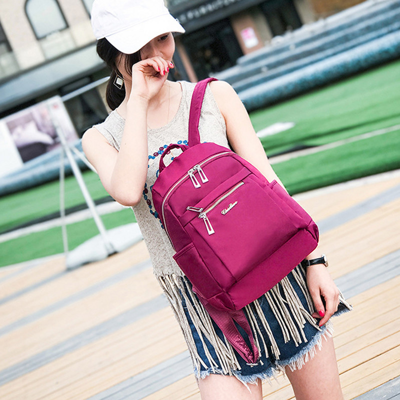 Geantă de umăr din nailon pentru femei, de culoare solidă, geantă de mână ocazională, de mare capacitate, rezistentă la uzură, geantă de exterior, rucsac zilnic pentru femei