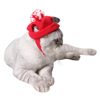 Стоки за домашни любимци Куче Котка Кученце Коледен празник Коте Декорация на вълнена шапка с пиърсинг