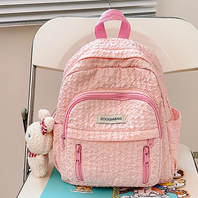 Modes kroku skolēnu mugursomas vienkrāsains neilona mugursoma, viegla, skrāpējumiem izturīga mugursoma ar daudzām kabatām skolas rokassomu