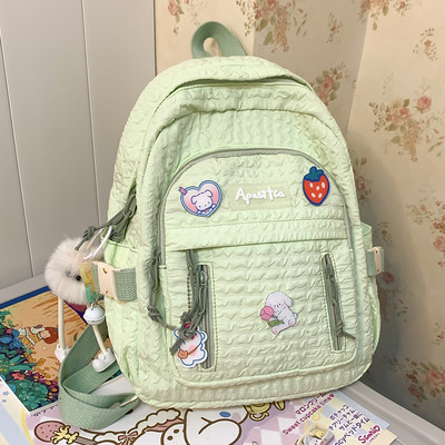 Modes kroku skolēnu mugursomas vienkrāsains neilona mugursoma, viegla, skrāpējumiem izturīga mugursoma ar daudzām kabatām skolas rokassomu