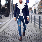 Jakne Kaputi Muški Muški Zimski Fleece Kaput Veliki gumbi Ispis Jesenske bluze Kaput Kaput Topli čarobni kišni rever