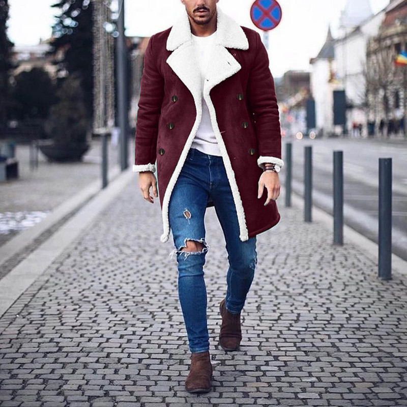 Jakne Kaputi Muški Muški Zimski Fleece Kaput Veliki gumbi Ispis Jesenske bluze Kaput Kaput Topli čarobni kišni rever