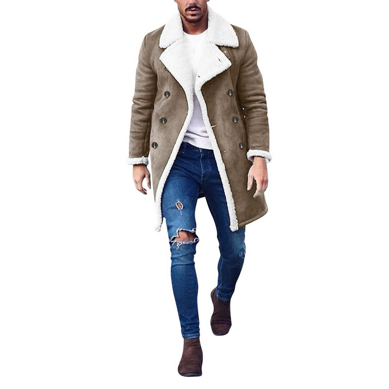 Jakne Kaputi Muški Muški Zimski Fleece Kaput Veliki gumbi Ispis Jesenske bluze Kaput Kaput Topli čarobni kišni rever