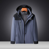 Ανδρικό παλτό μαλλί Ανδρική καμπύλα Αποσπώμενη εξωτερική επένδυση μπουφάν Χρώμα με κουκούλα Παλτό με δύο μακρύ μανίκια πουλόβερ