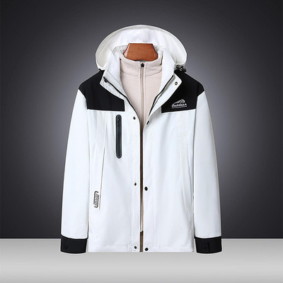 Ανδρικό παλτό μαλλί Ανδρική καμπύλα Αποσπώμενη εξωτερική επένδυση μπουφάν Χρώμα με κουκούλα Παλτό με δύο μακρύ μανίκια πουλόβερ