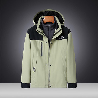 Ανδρικό παλτό μαλλί Ανδρική καμπύλα Αποσπώμενη εξωτερική επένδυση μπουφάν Χρώμα με κουκούλα Παλτό με δύο μακρύ μανίκια πουλόβερ