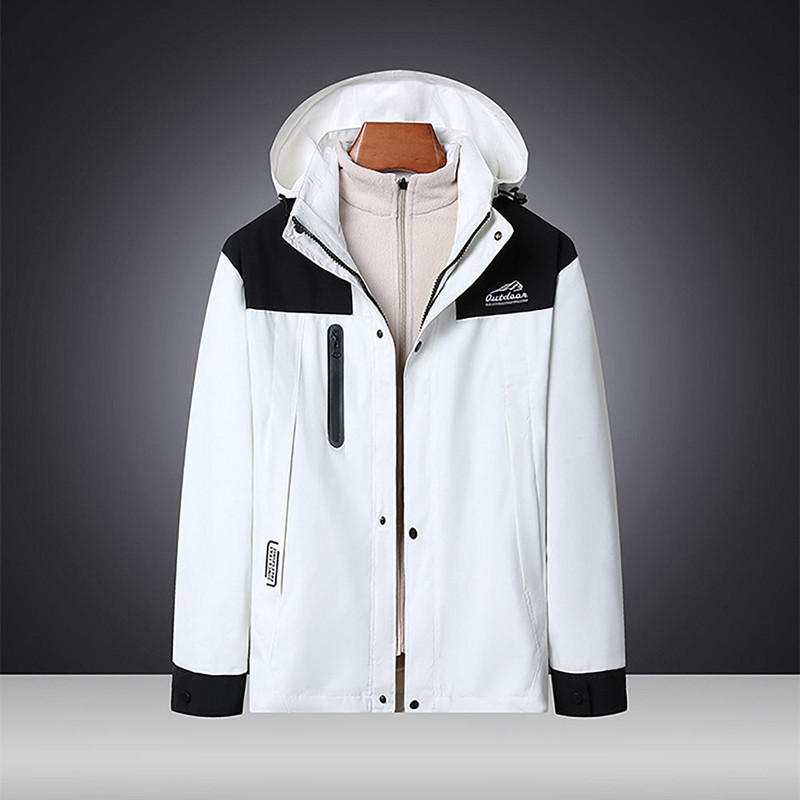 Ανδρικό παλτό μαλλί Ανδρική καμπύλα Αποσπώμενη εξωτερική επένδυση μπουφάν Χρώμα με κουκούλα Παλτό με δύο μακρύ μανίκια πουλόβερ