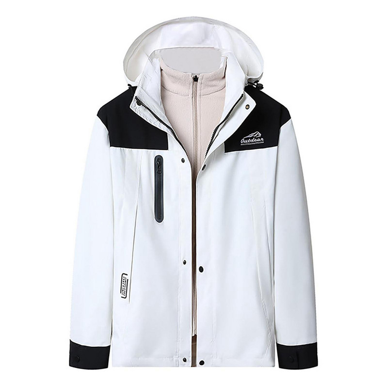 Ανδρικό παλτό μαλλί Ανδρική καμπύλα Αποσπώμενη εξωτερική επένδυση μπουφάν Χρώμα με κουκούλα Παλτό με δύο μακρύ μανίκια πουλόβερ