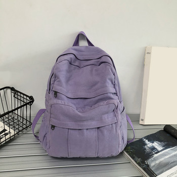 Винтидж дамски раници Студентска платнена дамска чанта за лаптоп Момиче Harajuku Модна нова раница Пътна едноцветна раница
