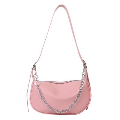 Γυναικεία μικρή τσάντα μασχάλης με φερμουάρ Fashion τσάντα χιαστί PU Δερμάτινη τσάντα αλυσίδας Συμπαγής ρυθμιζόμενος ιμάντας ώμου Πορτοφόλι αγοραστή